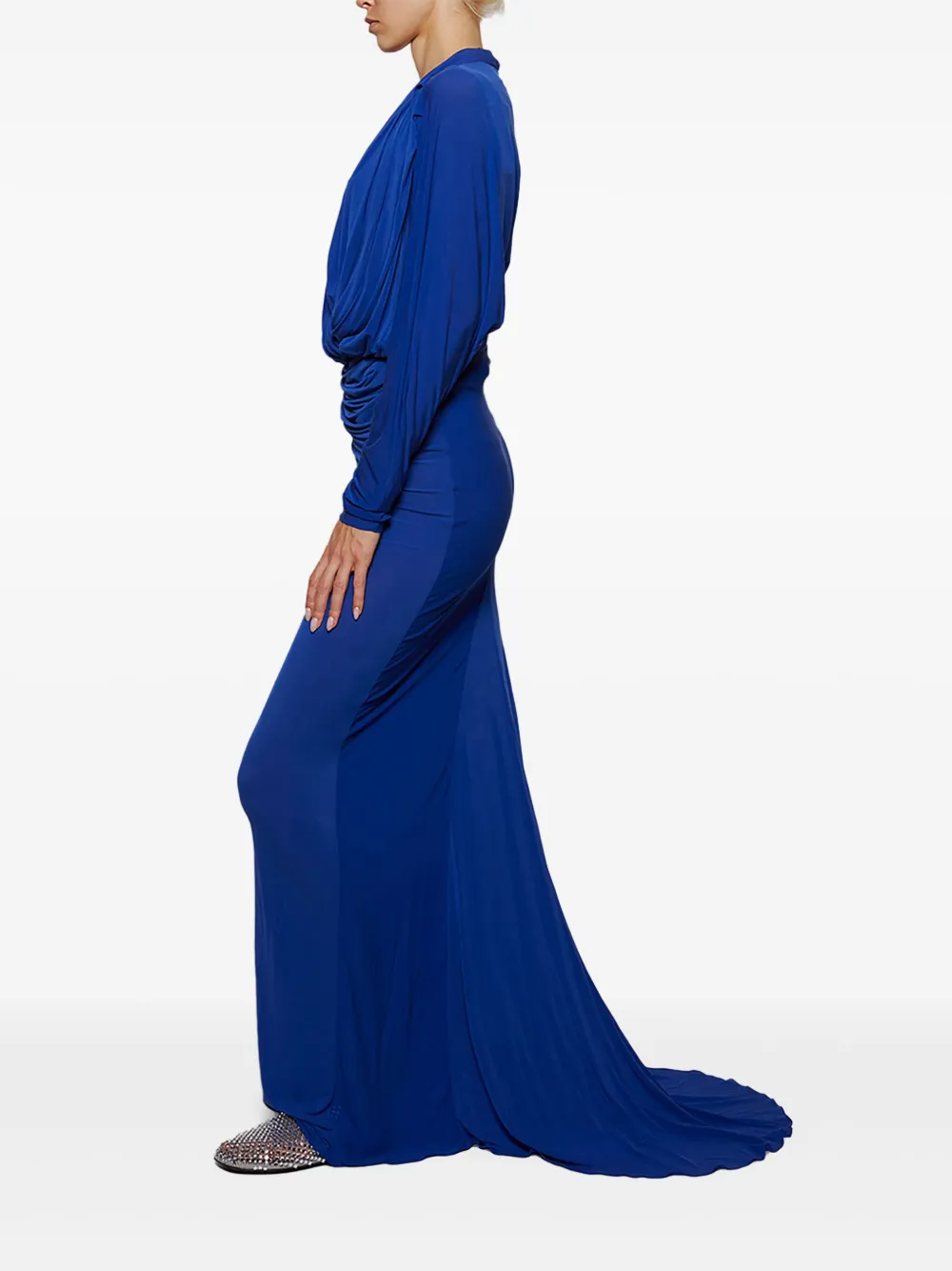  Burc Akyol Draped Maxi Dress - Blue 