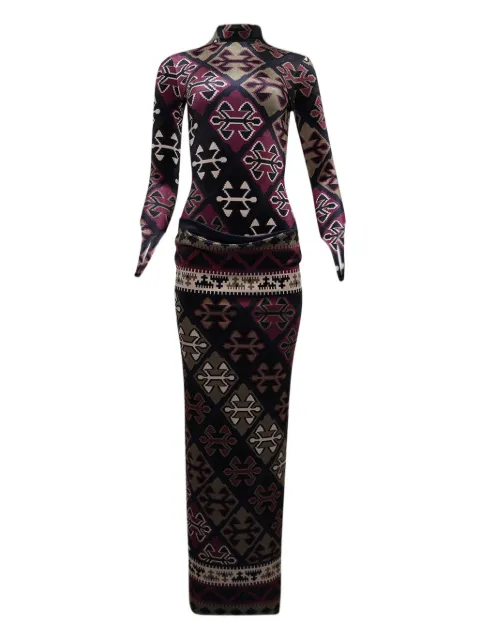 Burc Akyol carpet-printed velvet maxi dress