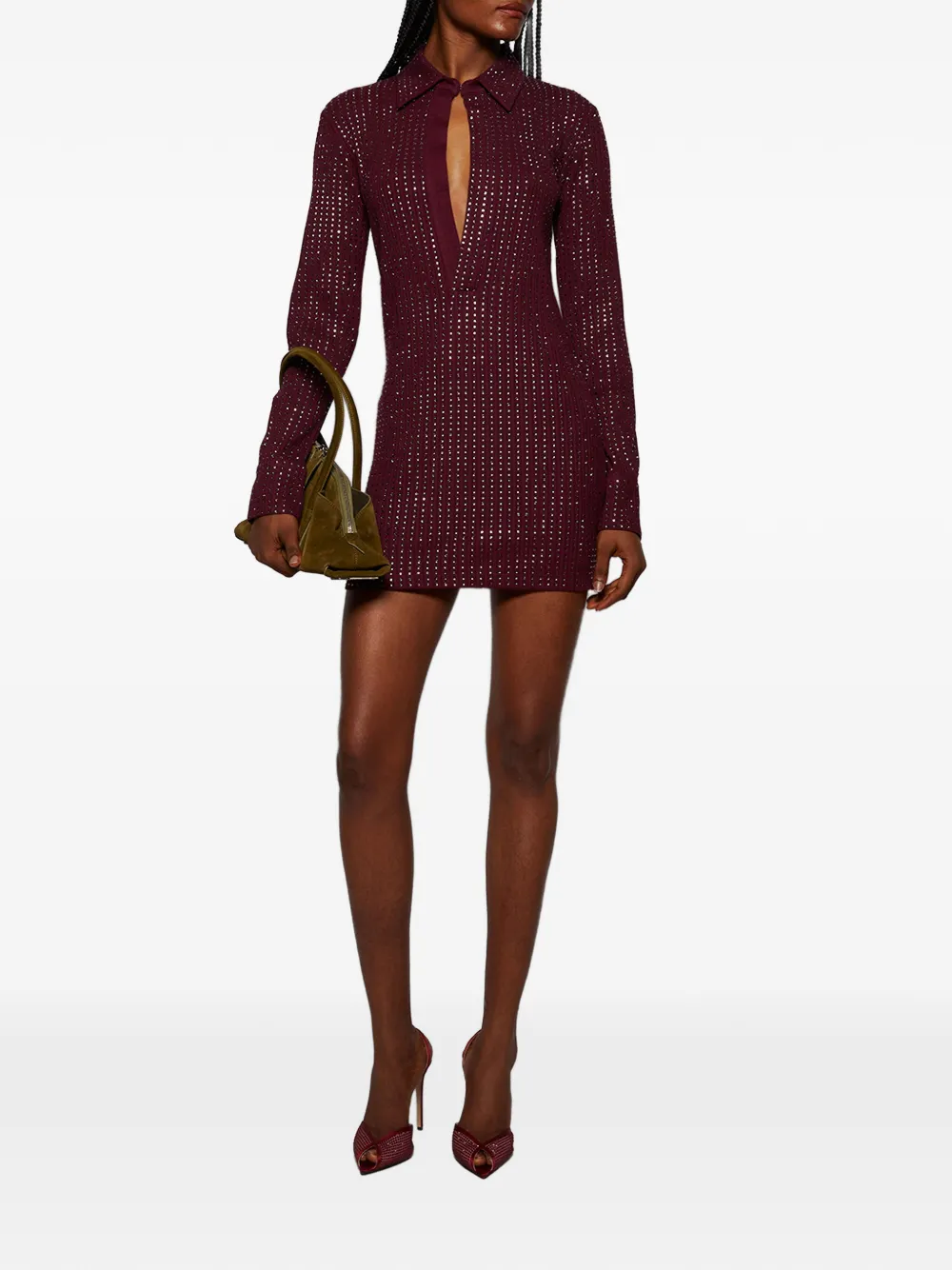 Andrea Wazen 105mm Net Glitz Sling Sandals In Red