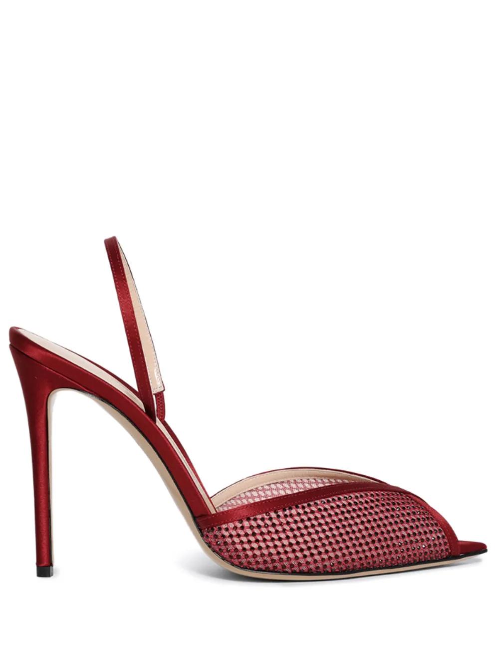 Andrea Wazen 105 mm net glitz sling sandalen Rood