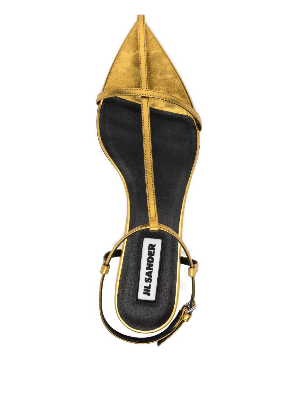 Jil Sander Metallic Leather Sandals In Gold