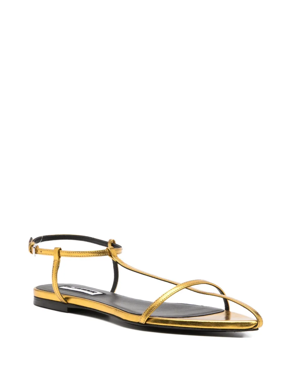 Jil Sander Metallic Leather Sandals In Gold
