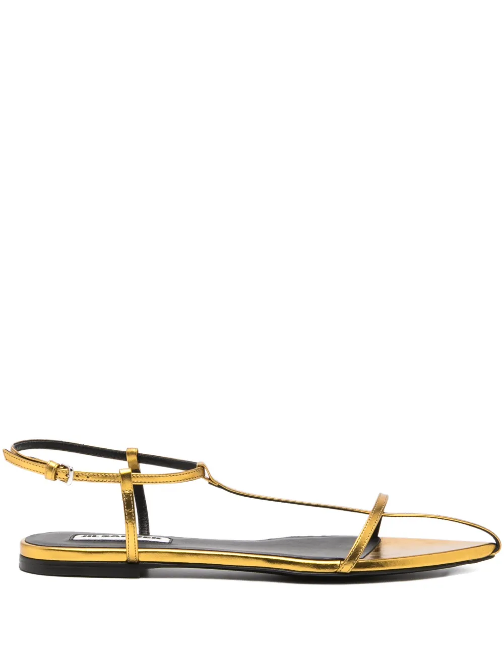 Jil Sander Metallic Leather Sandals In Gold