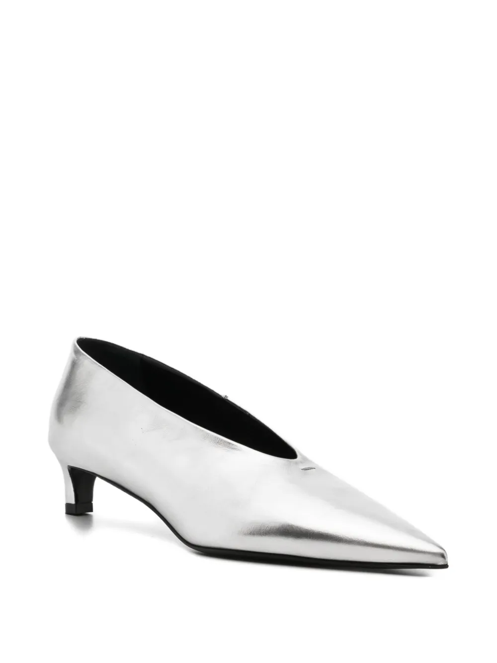 Jil Sander Leather Pumps In Silver