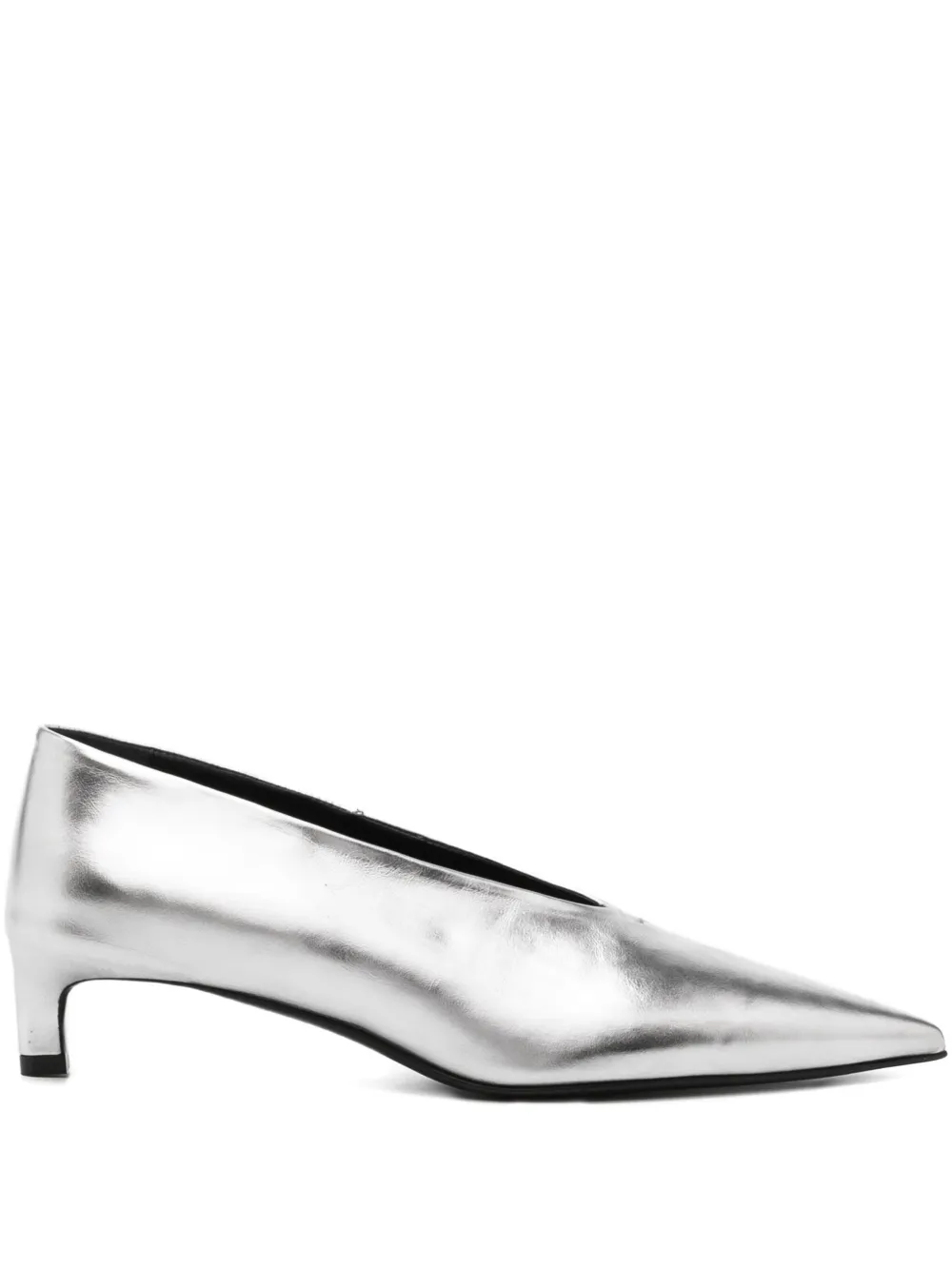Jil Sander Leather Pumps In Silver