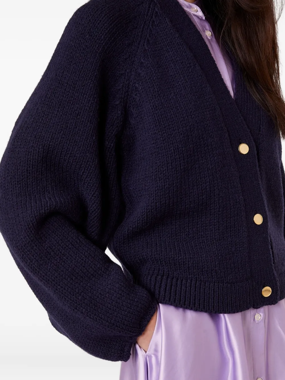 Officine Generale Jaimie Balloon-sleeve Button Cardigan In Blue