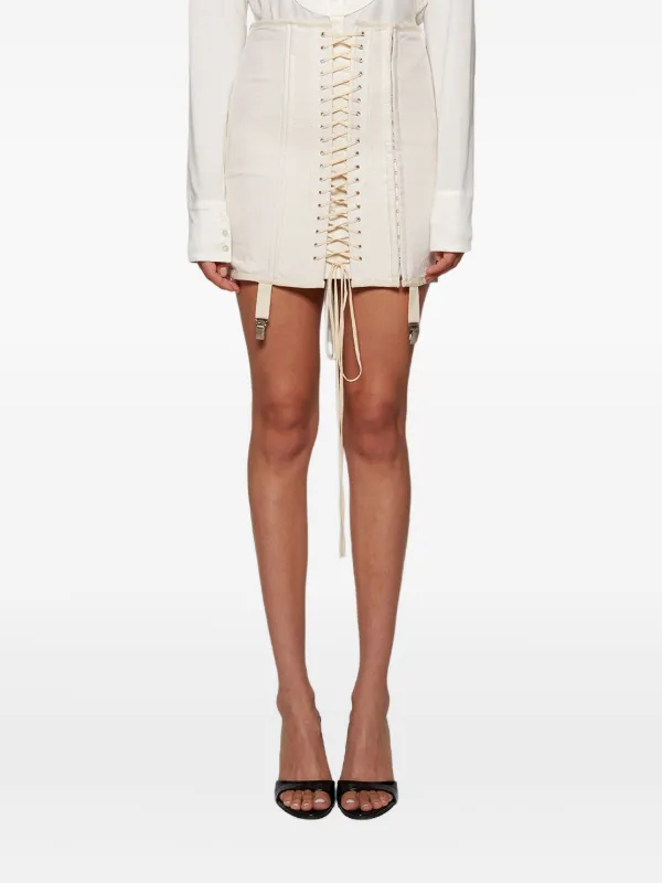 スカート corset wool mini skirt Mini skirt with maxi belt, Light Blue - Sisley