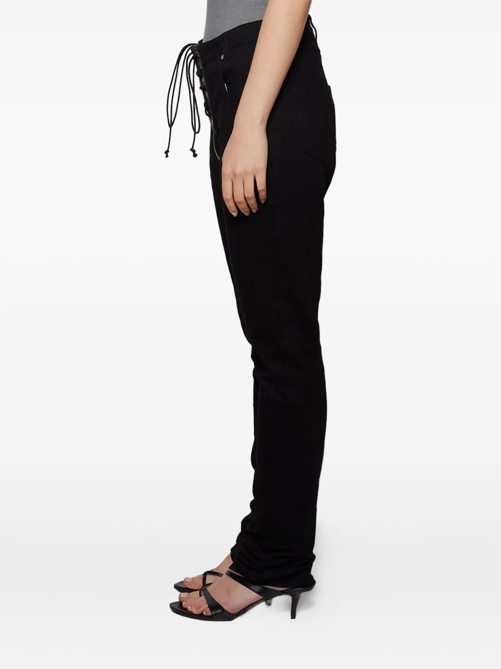 Angelica Montini Studios Lace-up Jeans In Black
