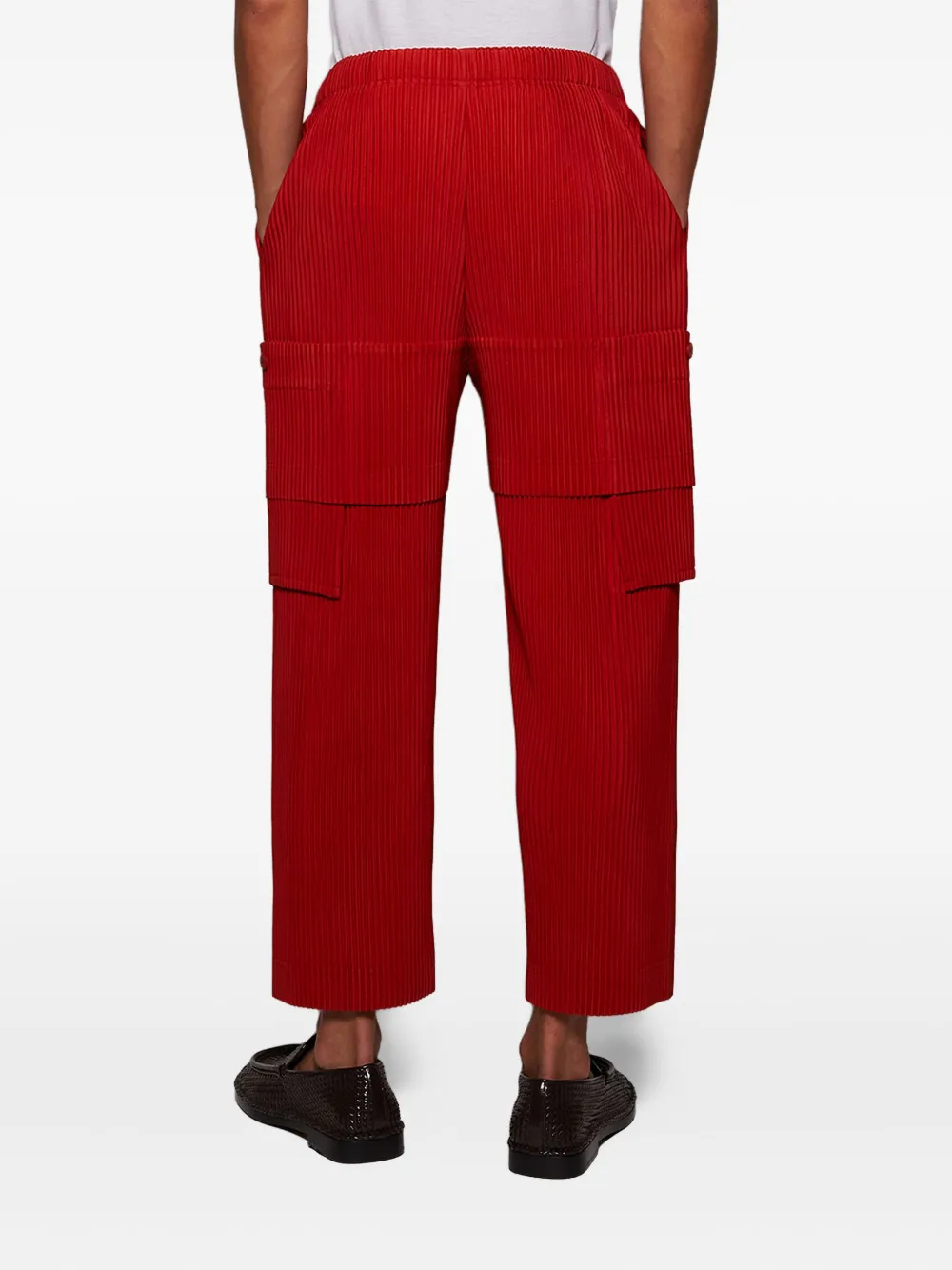 Issey Miyake Plissé Cargo Pants In Red