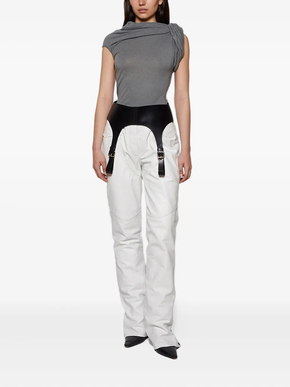 Angelica Montini Studios Leather Harness Belt In Black