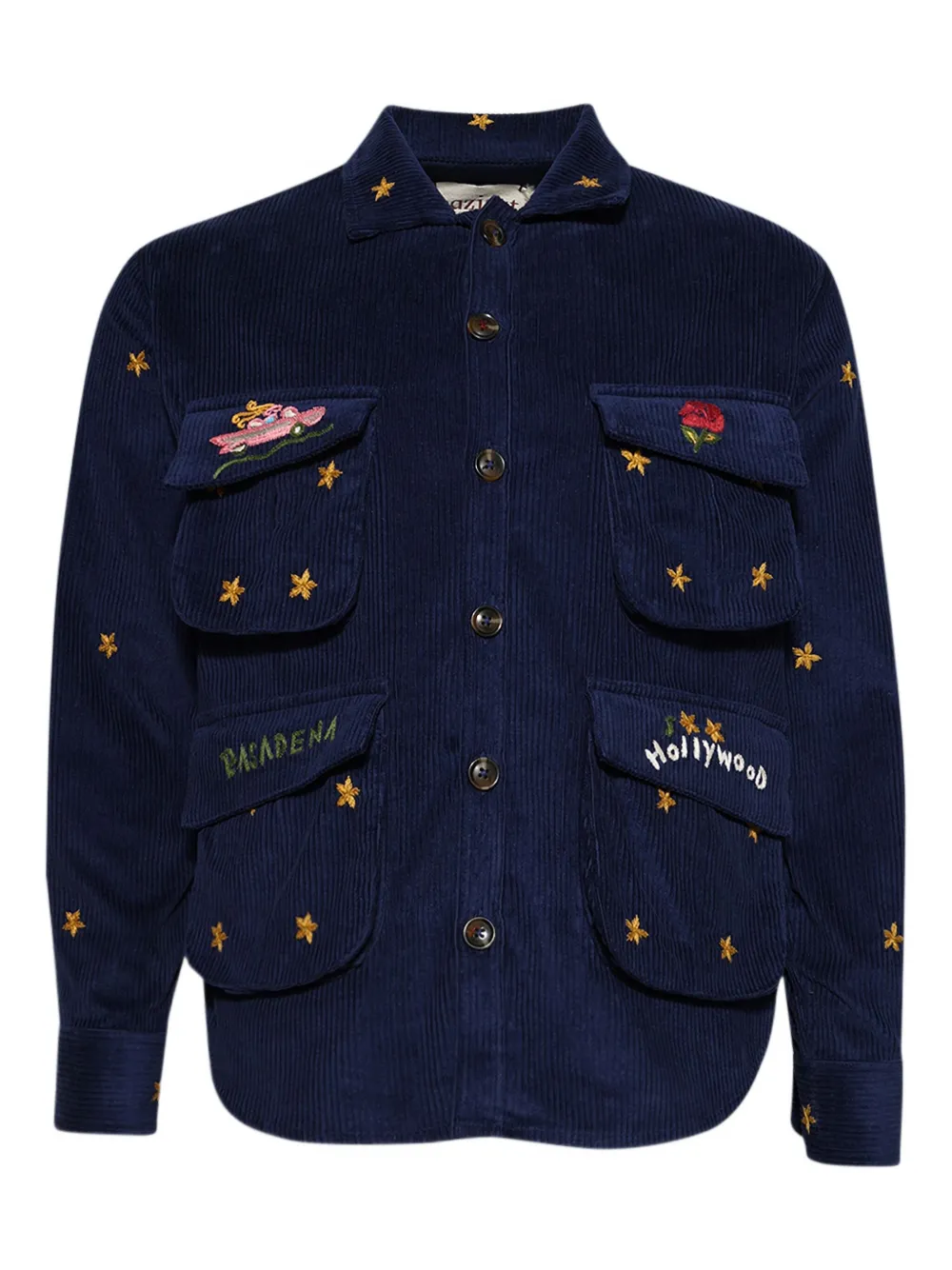 Baziszt Stars-embroidery Corduroy Shirt Jacket In Multi