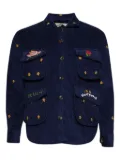 Baziszt stars-embroidery corduroy shirt jacket - Blue