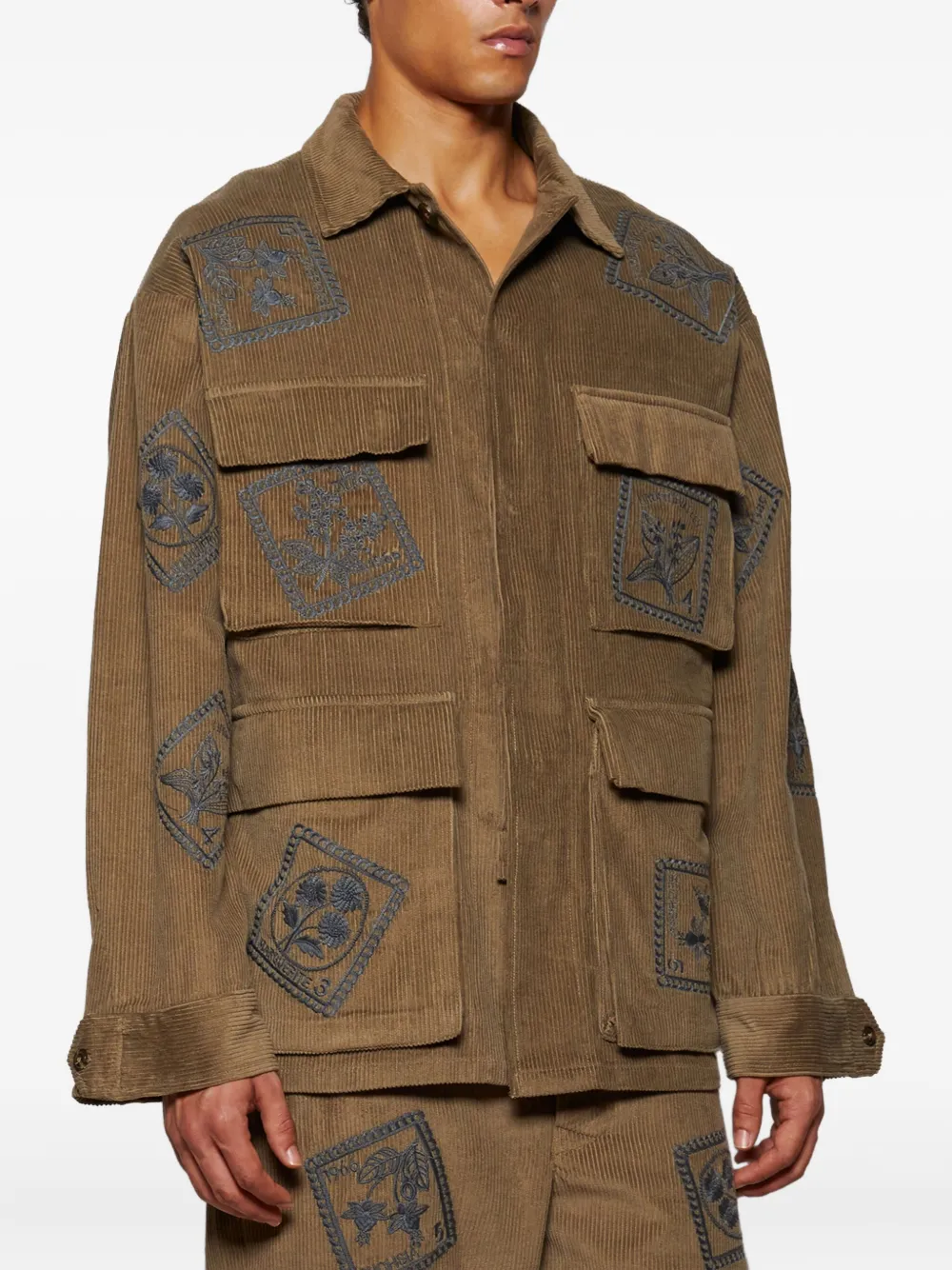 Baziszt Bosta shirtjack met lange mouwen Bruin