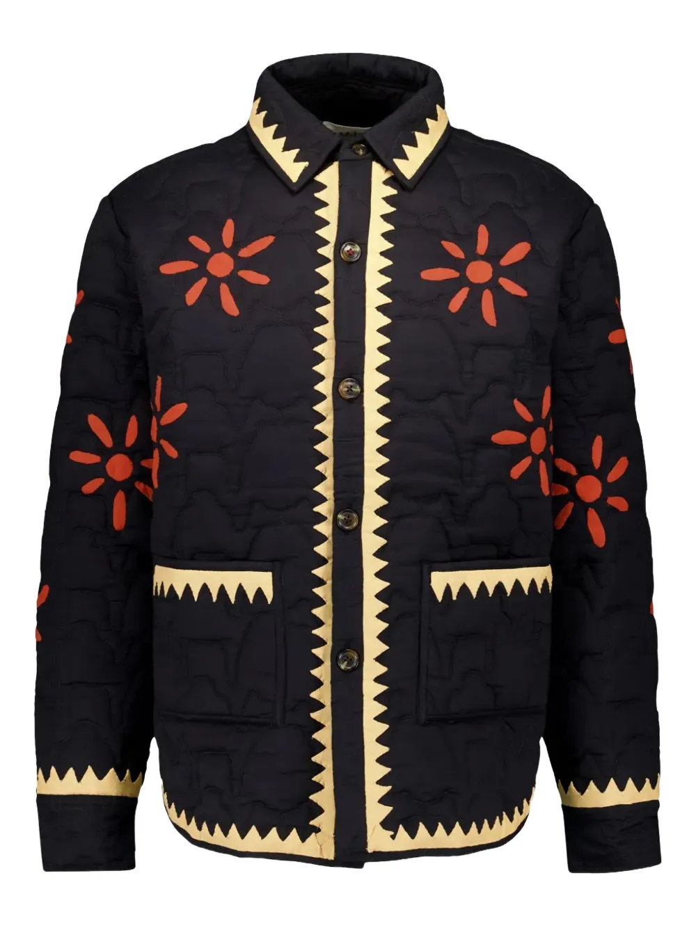 Baziszt Nour flower-embroidered shirt jacket | Black | Image 1