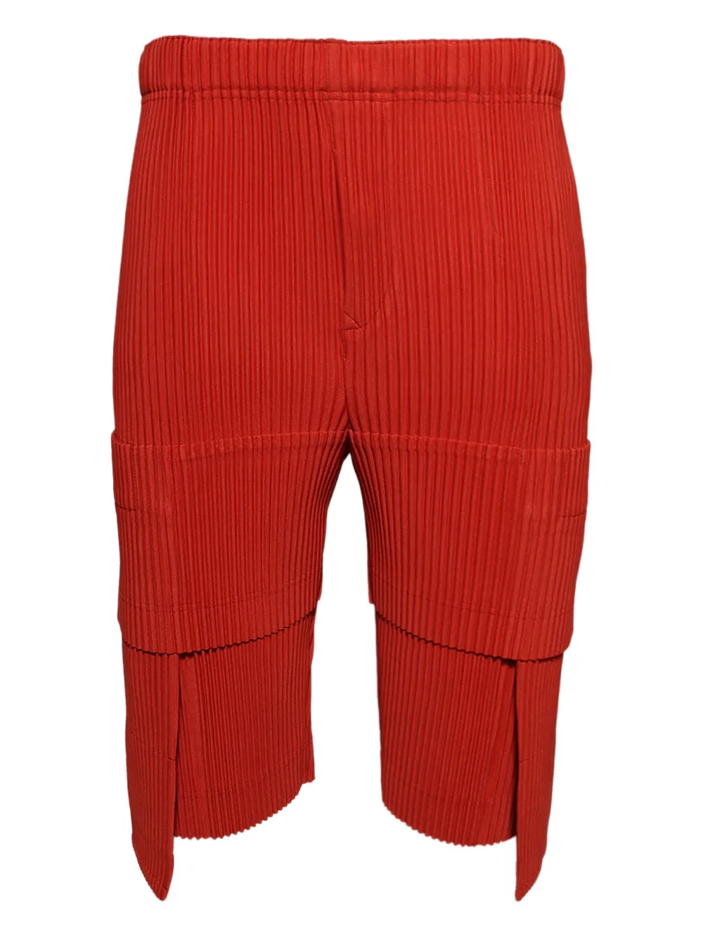Issey Miyake Pleated Cargo-pocket Shorts In Red