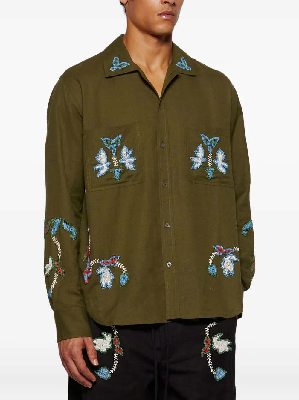 Baziszt Rouat Long-sleeve Shirt In Green