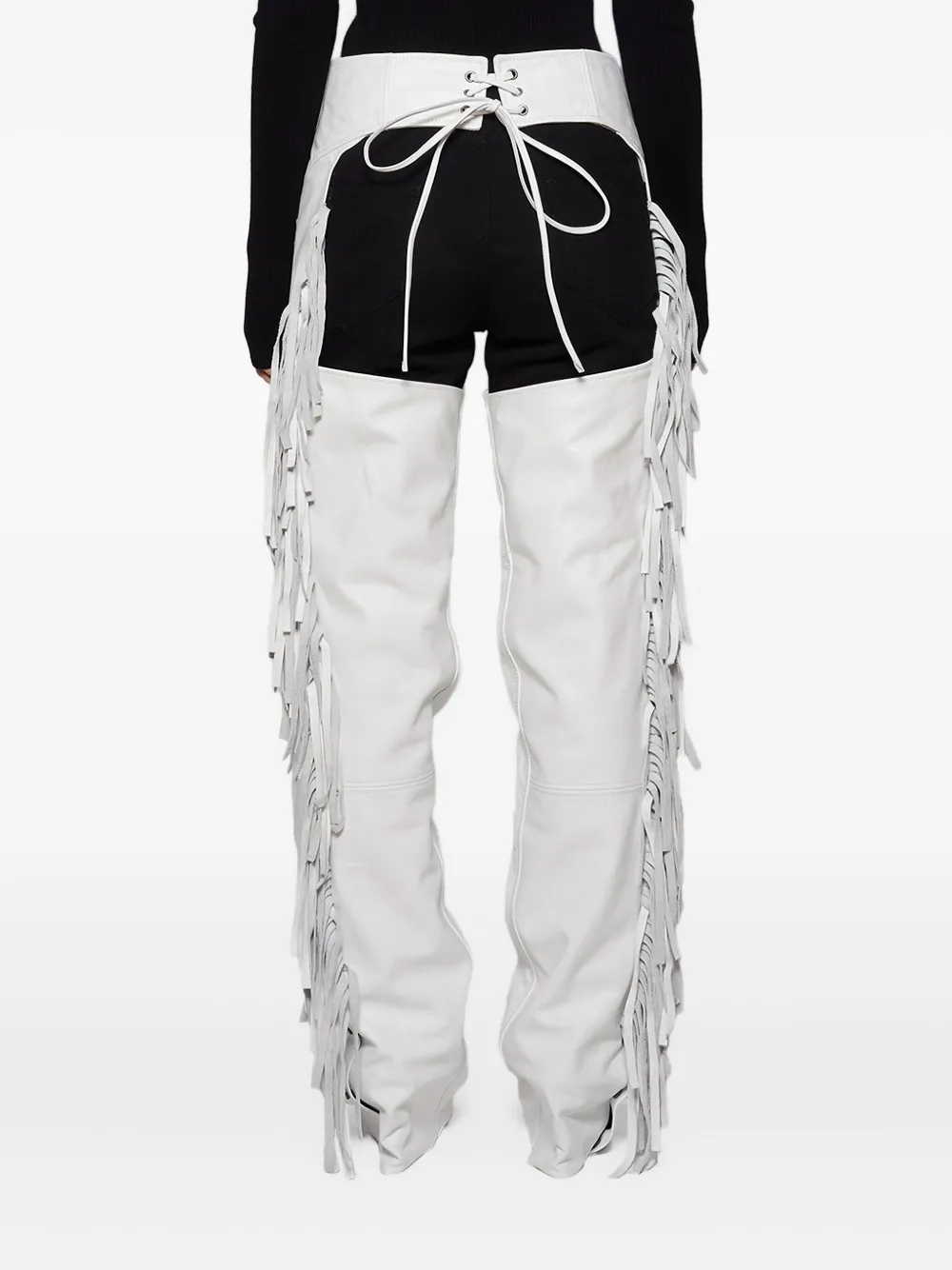 Angelica Montini Studios Fringe Leather Chaps In White