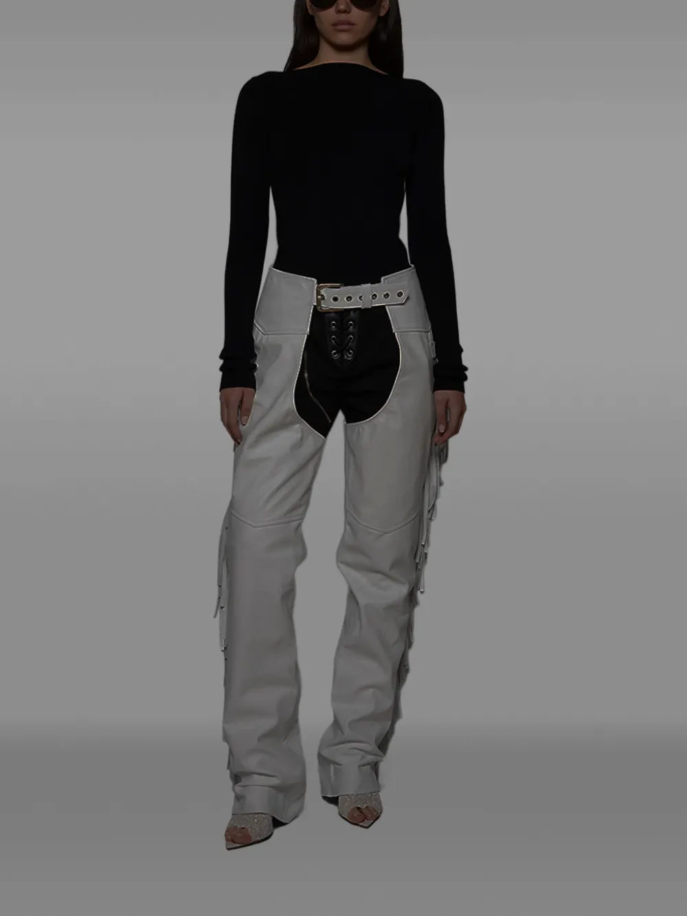 ANGELICA MONTINI STUDIOS fringe leather chaps - Wit