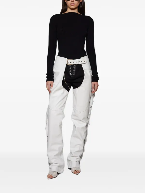 ANGELICA MONTINI STUDIOS Fringe Leather Chaps | White | FARFETCH
