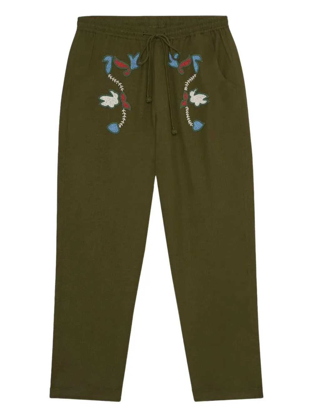 Baziszt Rouat Embroidered Trousers In Brown