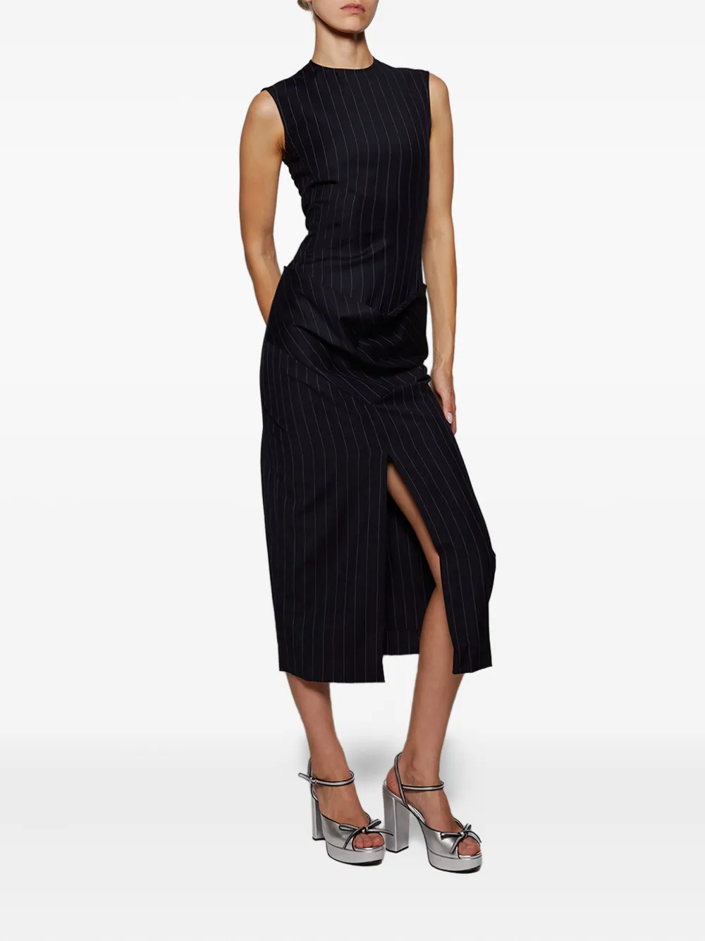Burc Akyol pinstripe midi dress - Blauw