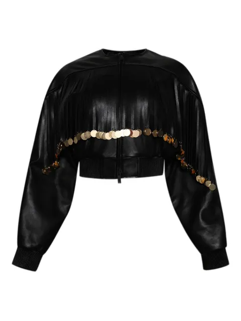 Burc Akyol fringed cropped leather jacket