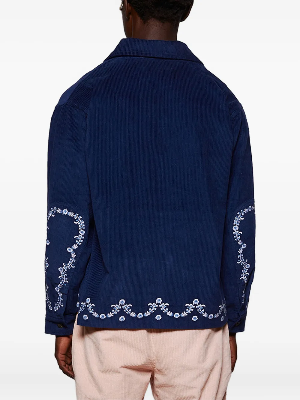 Baziszt Ponic ribfluwelen shirtjack Blauw