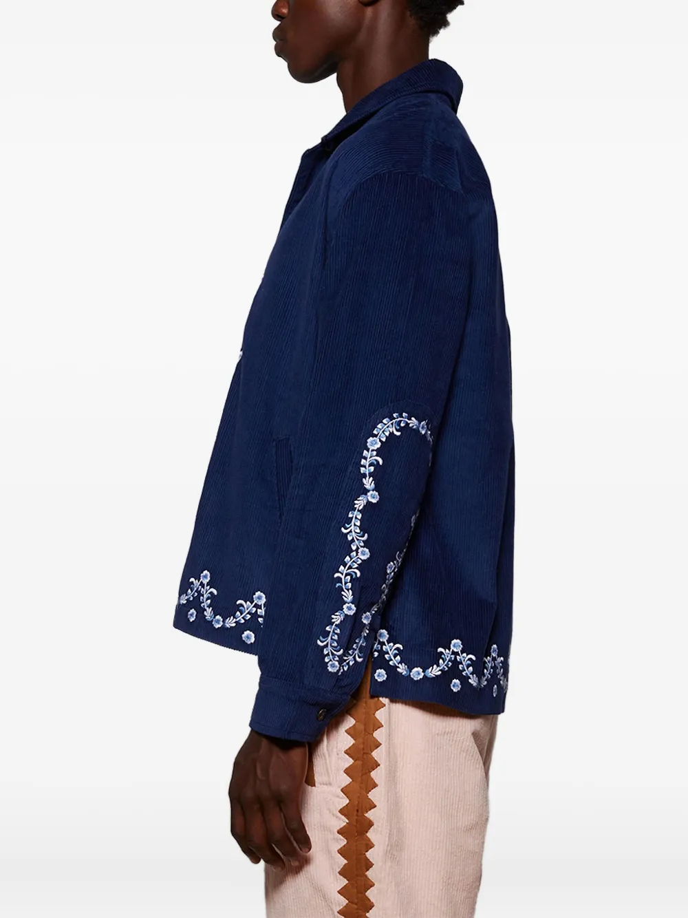 Baziszt Ponic ribfluwelen shirtjack Blauw