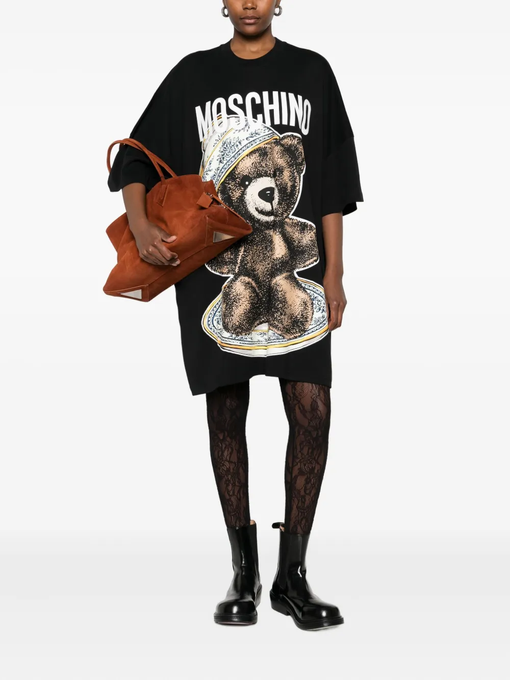 Moschino T-shirtjurk met Teddy Bear-print Zwart