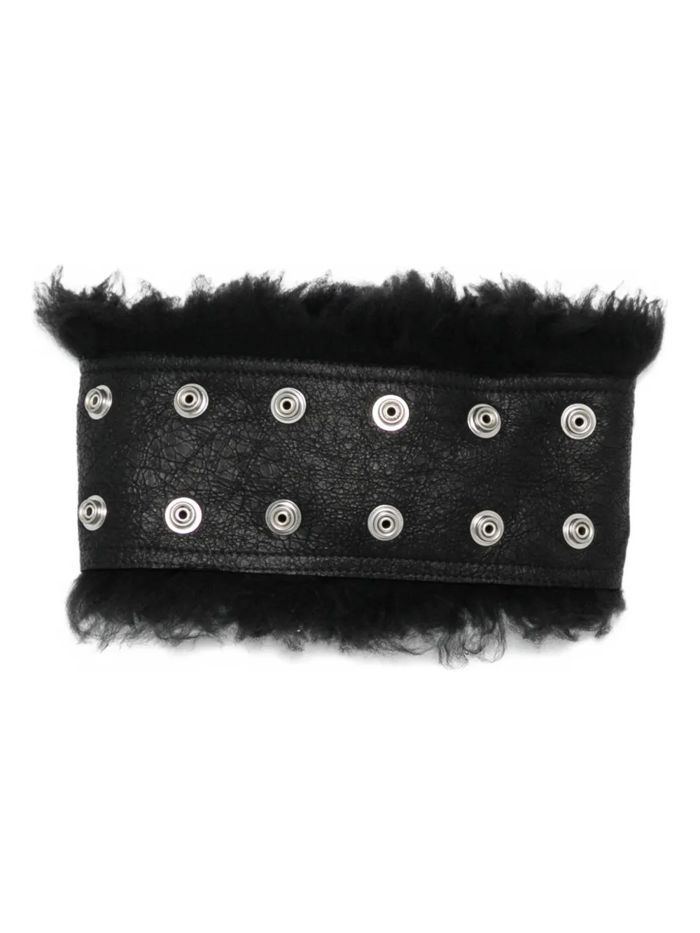 Rick Owens Sjaal met metalen ringlets en lammy afwerking Zwart