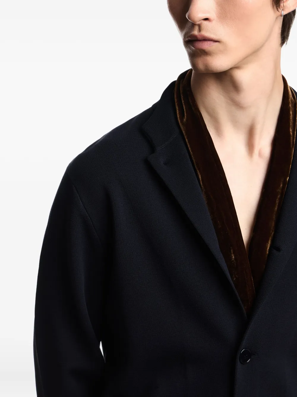 Emporio Armani Gebreid vest met mandarijnkraag Blauw