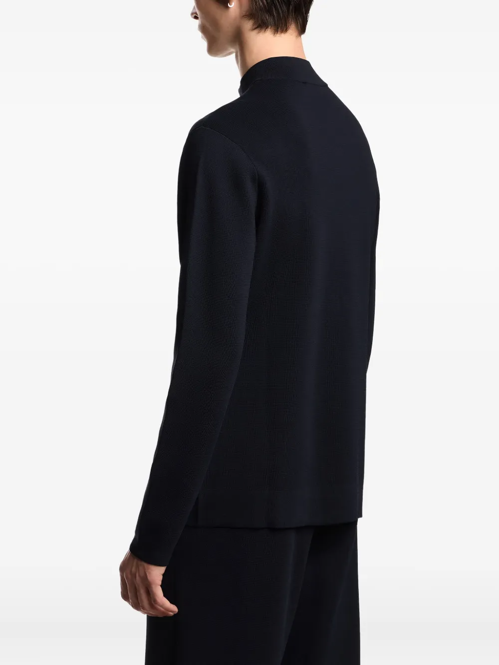 Emporio Armani Gebreid vest met mandarijnkraag Blauw