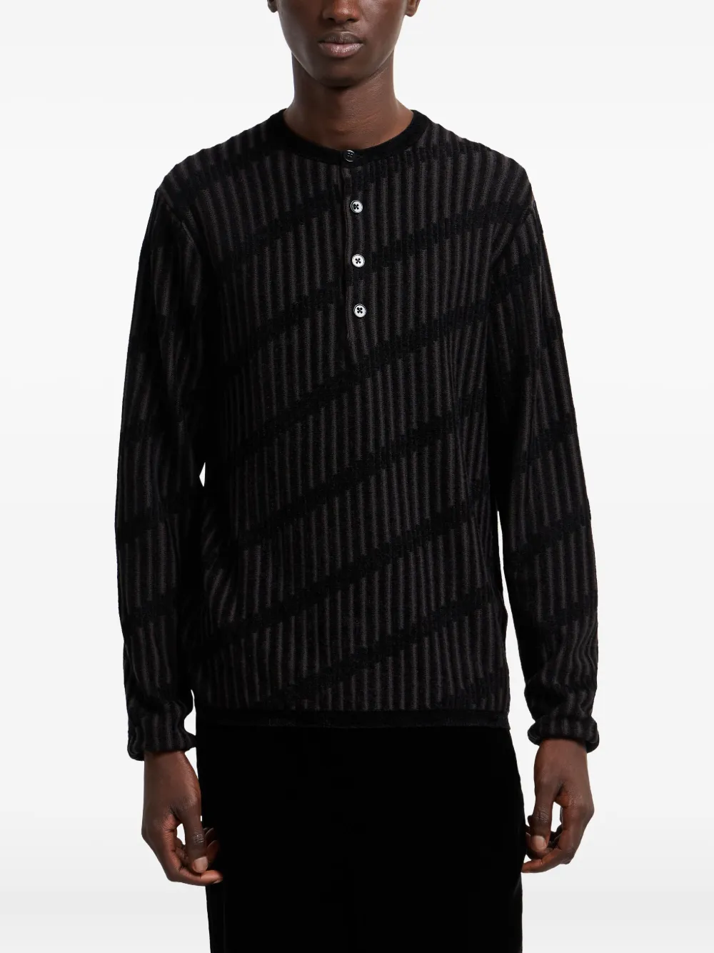 Emporio Armani Henley trui met diagonale streep Zwart