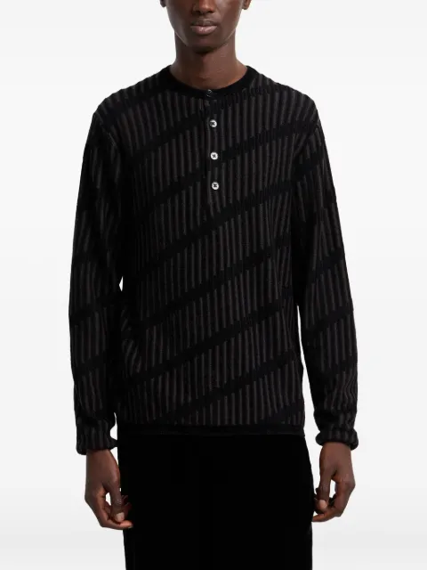 Emporio Armani diagonal-stripe Henley sweater