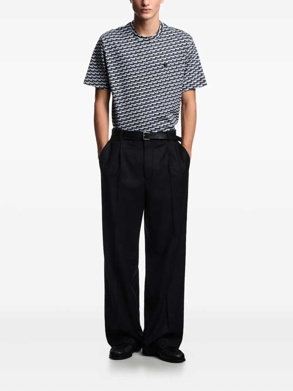 Emporio Armani Katoenen T-shirt met golvend patroon - Zwart