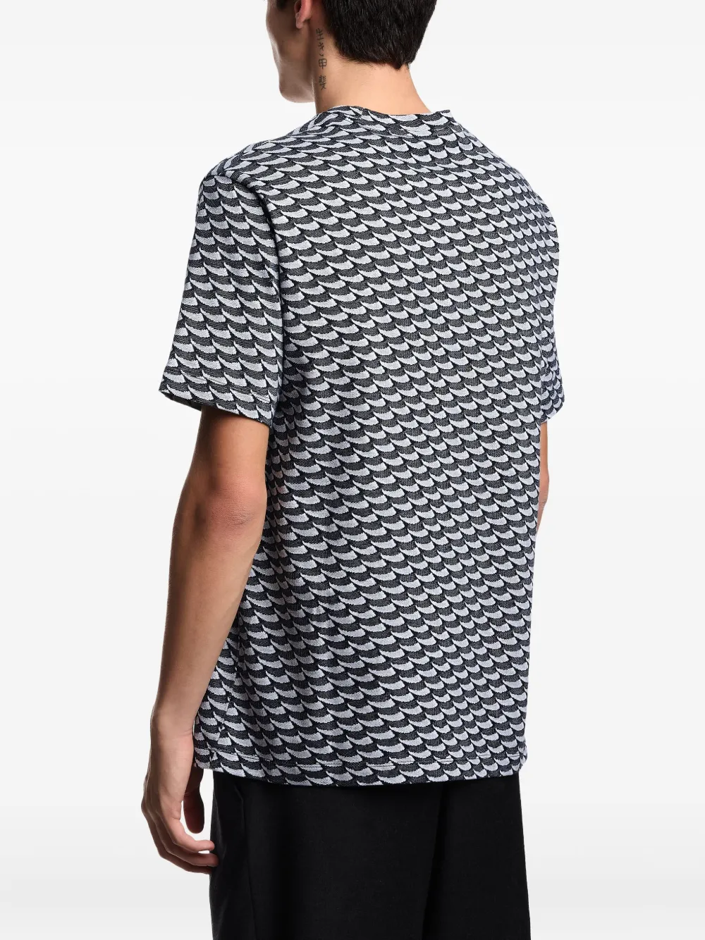 Emporio Armani Katoenen T-shirt met golvend patroon Zwart