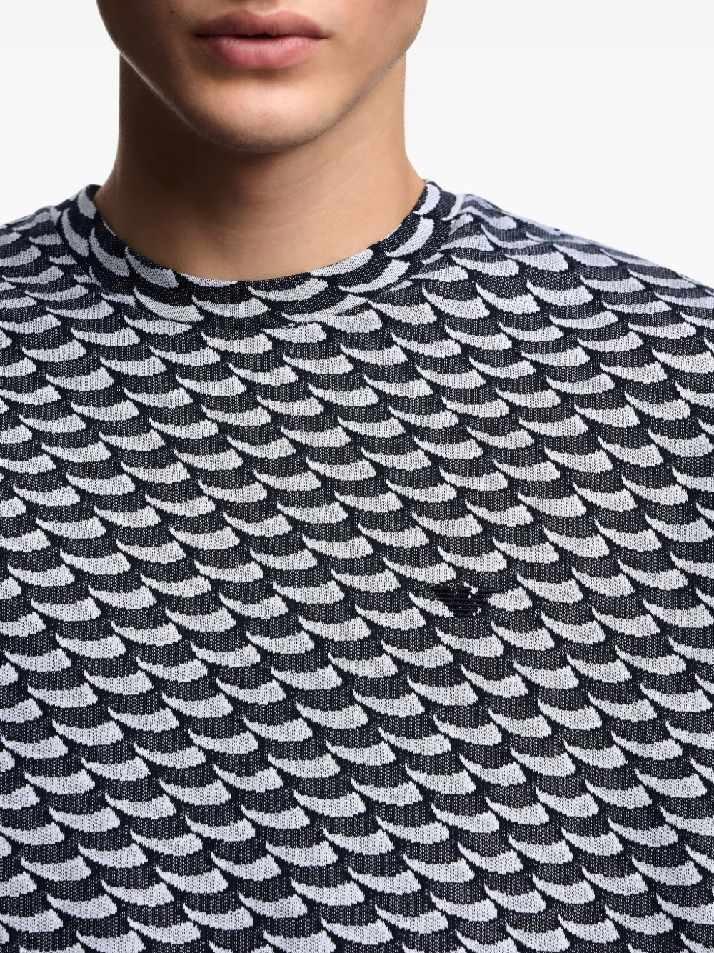 Emporio Armani Katoenen T-shirt met golvend patroon Zwart