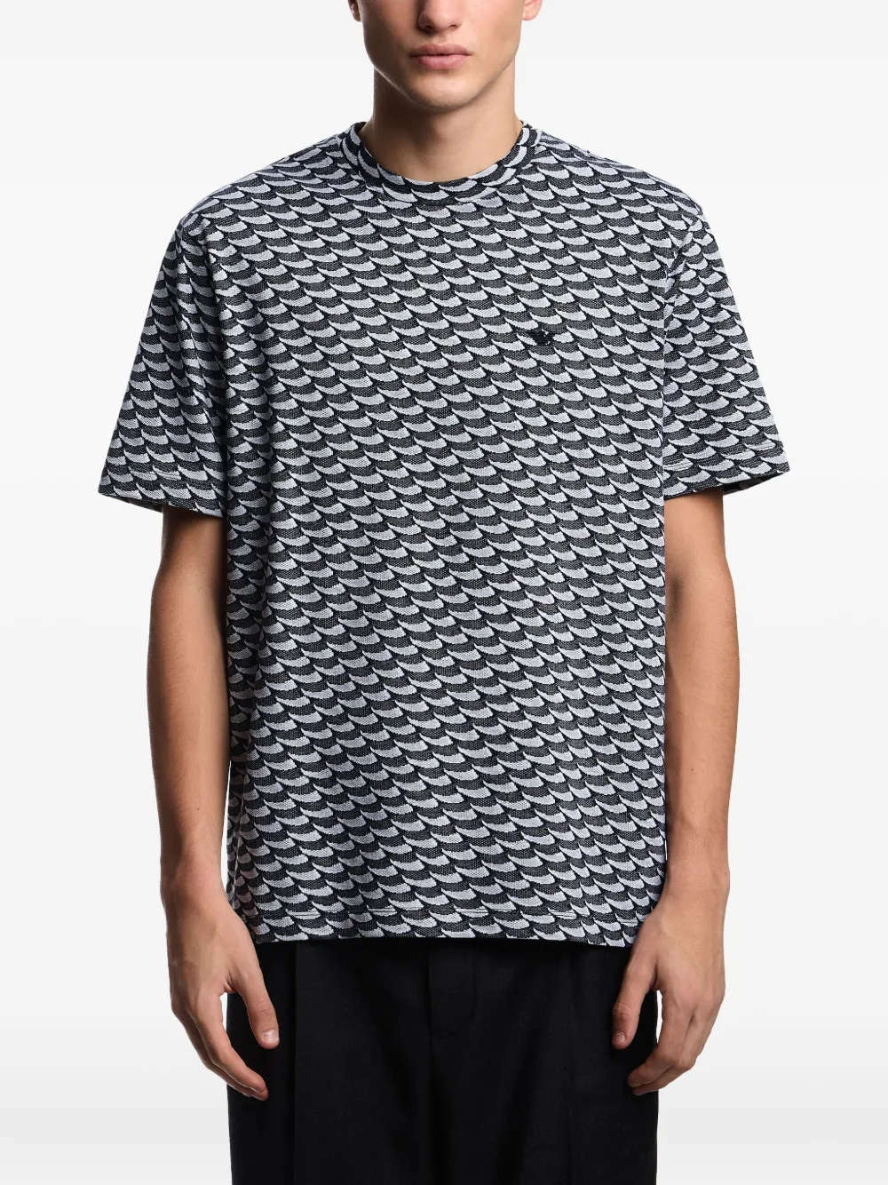 Emporio Armani Katoenen T-shirt met golvend patroon Zwart
