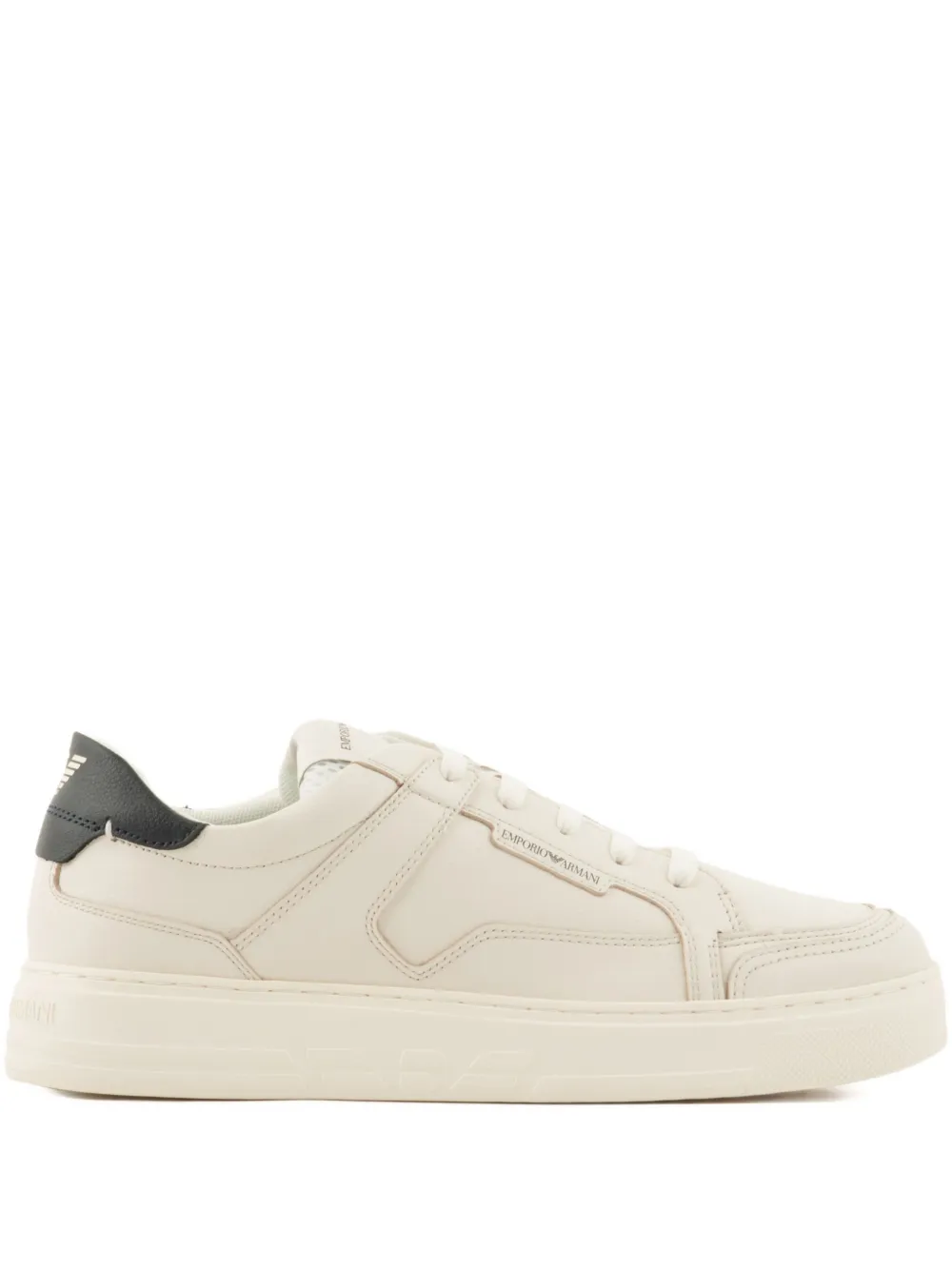 Emporio Armani leather panelled sneakers Neutrals