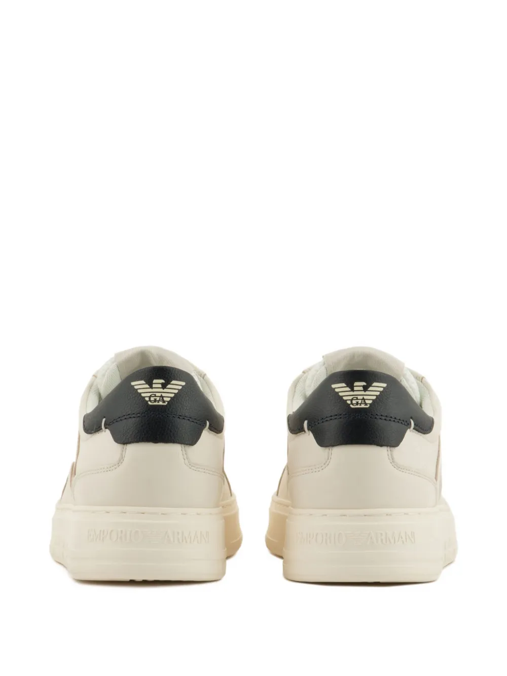 Emporio Armani leather panelled sneakers Neutrals