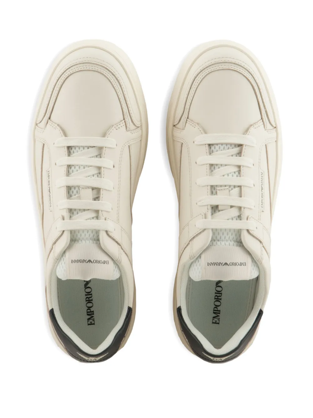 Emporio Armani leather panelled sneakers Neutrals