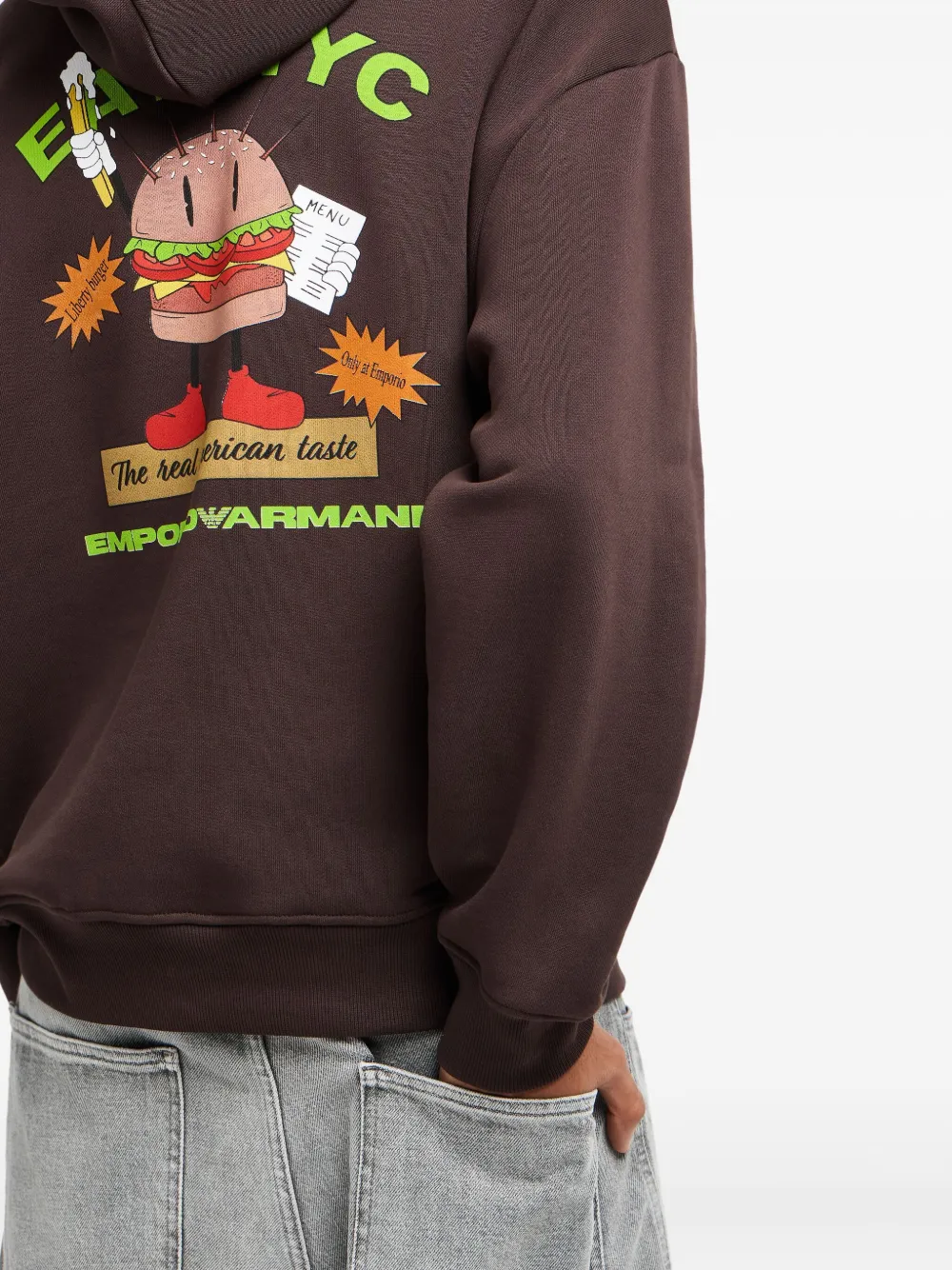 Emporio Armani Hoodie met print Bruin