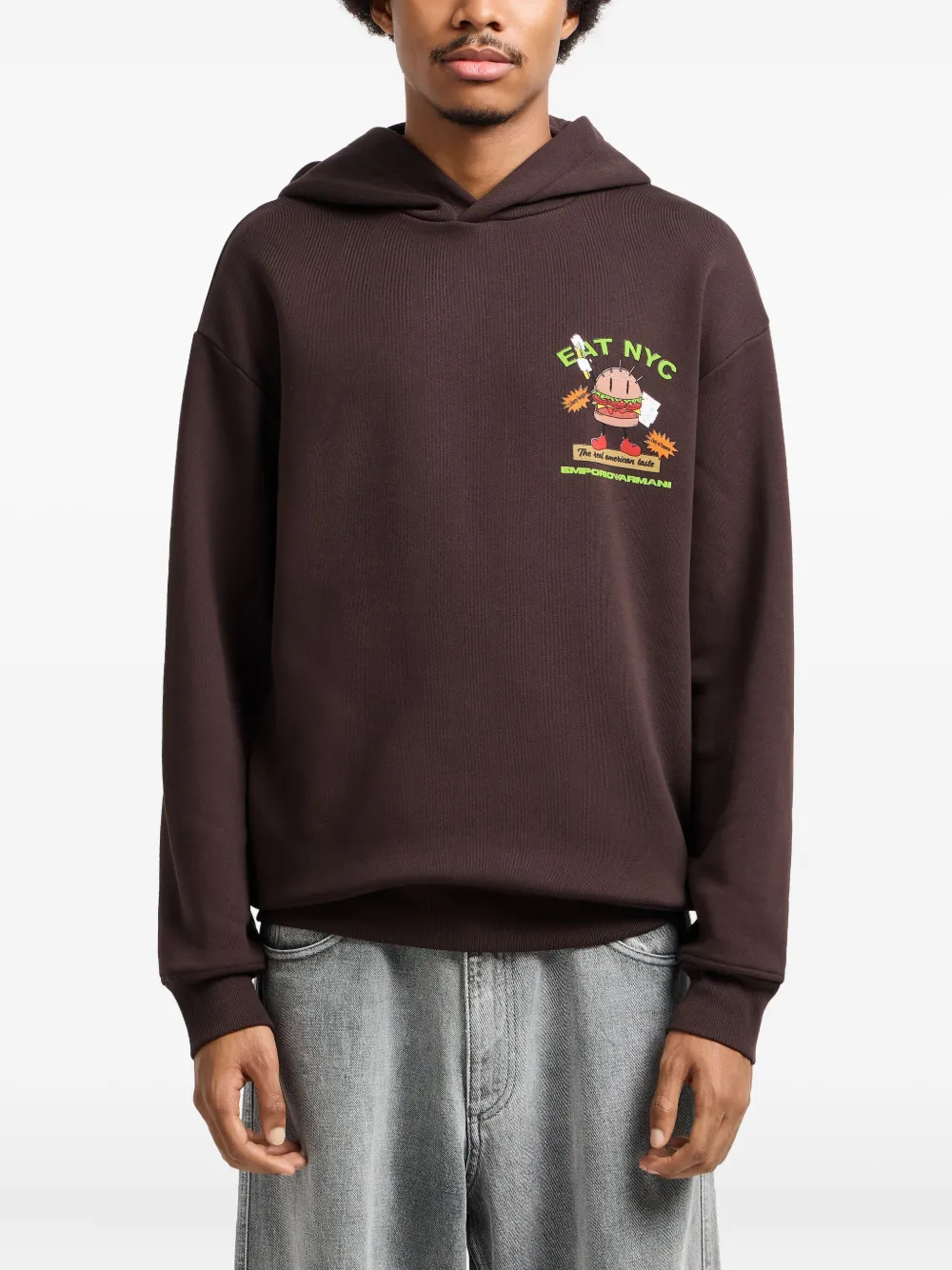Emporio Armani Hoodie met print Bruin