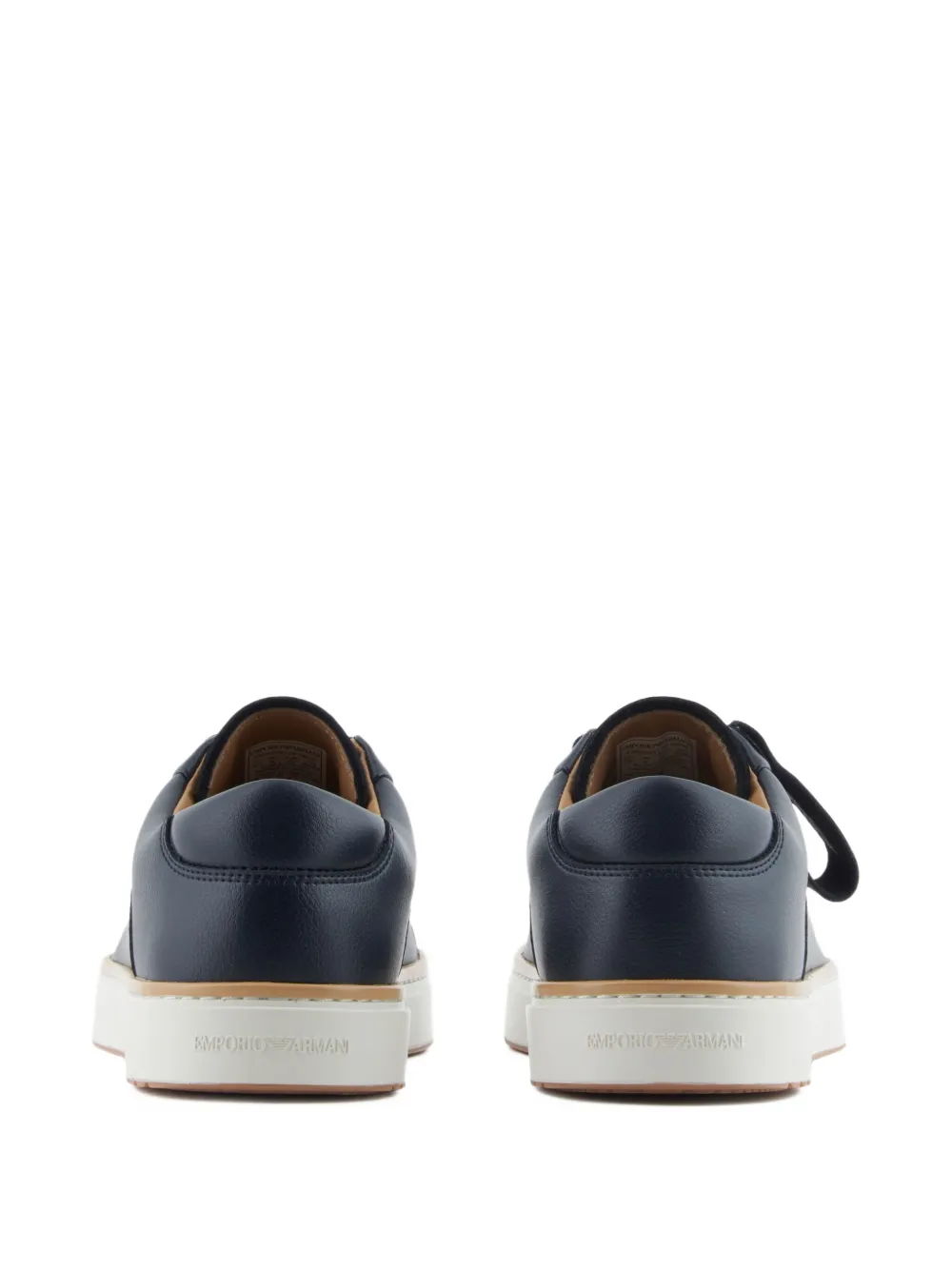 Emporio Armani leather lace-up sneakers Blue