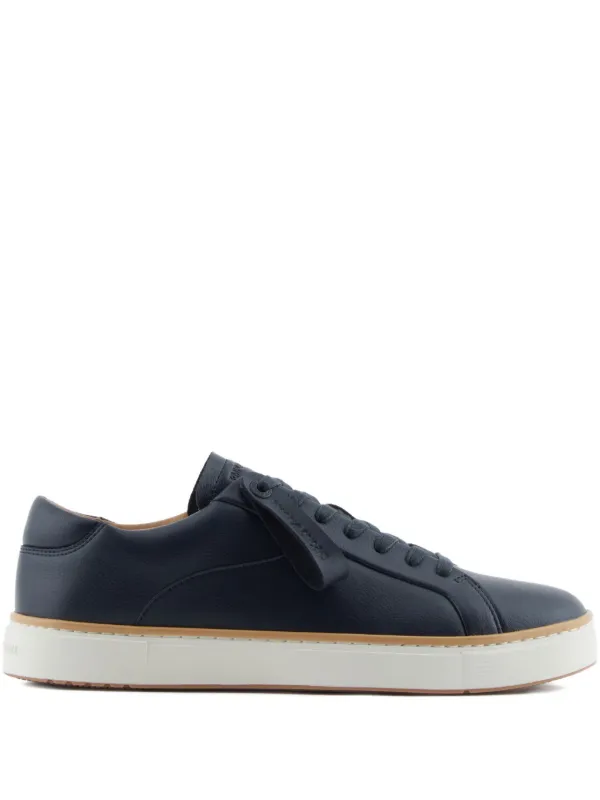 Emporio Armani Leather Lace-up Sneakers in Blue