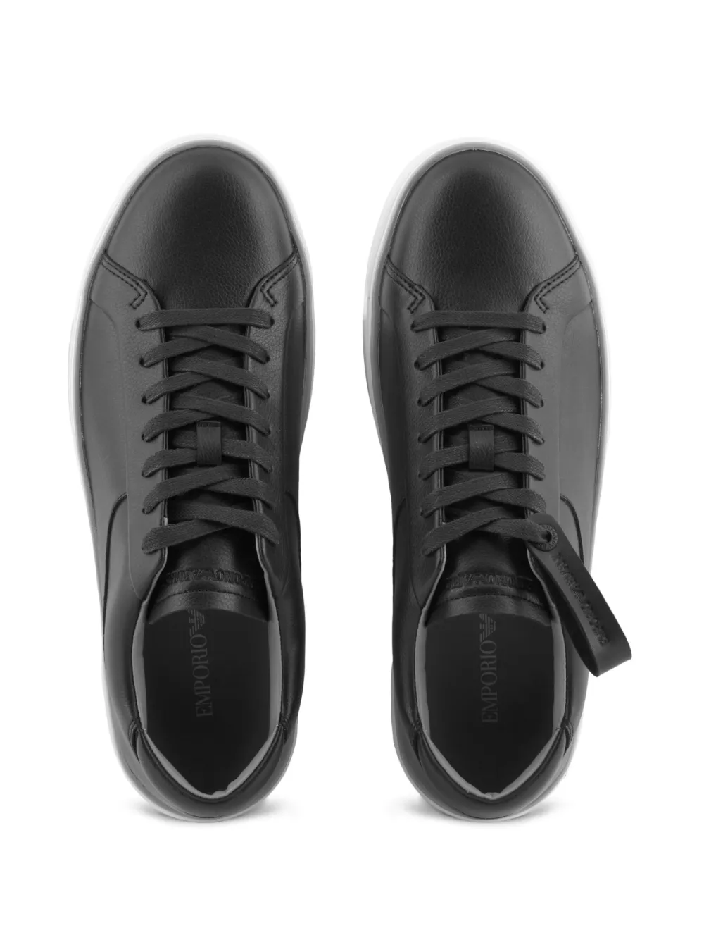 Emporio Armani leather lace-up sneakers Blue