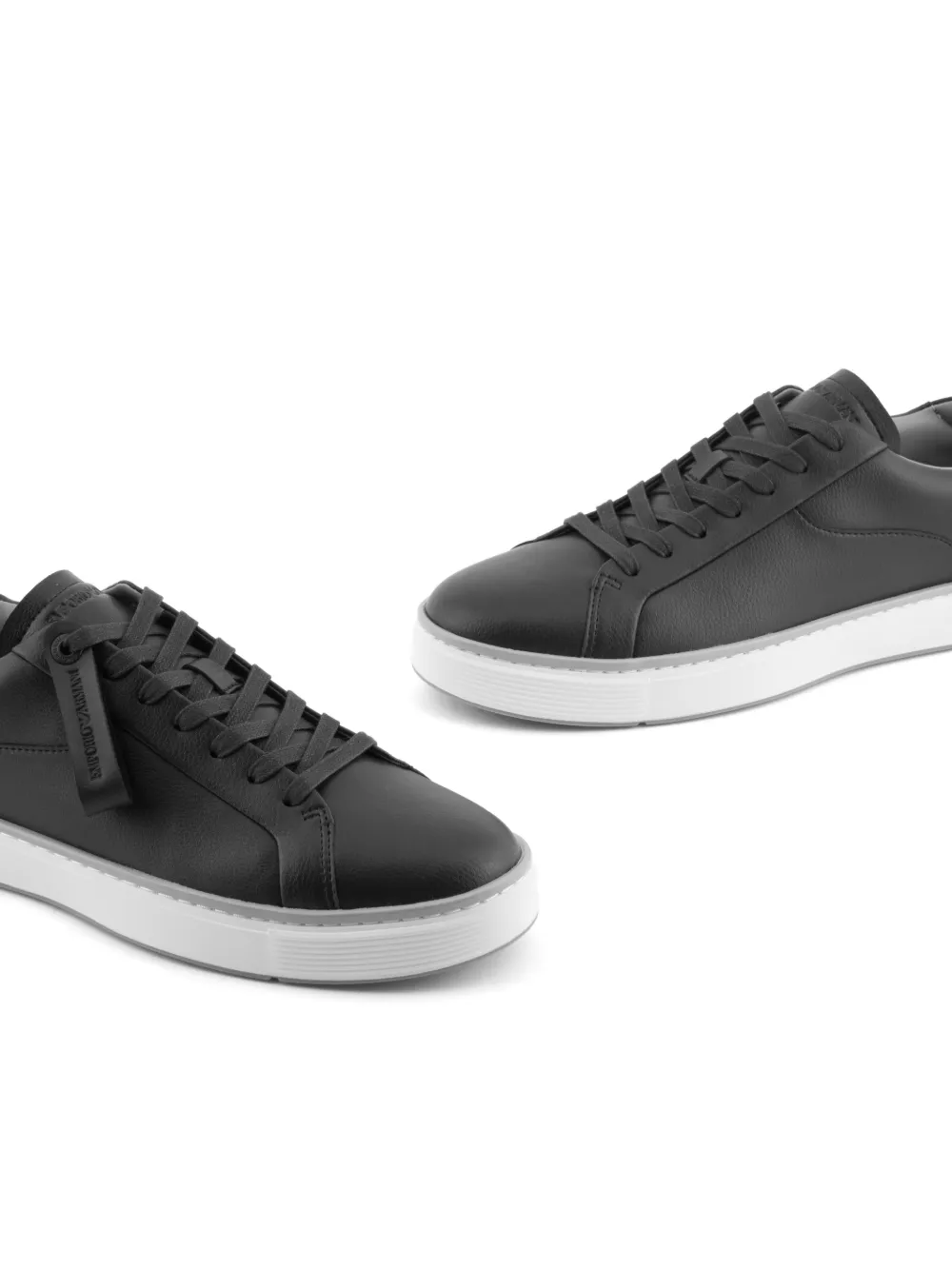 Emporio Armani leather lace-up sneakers Blue
