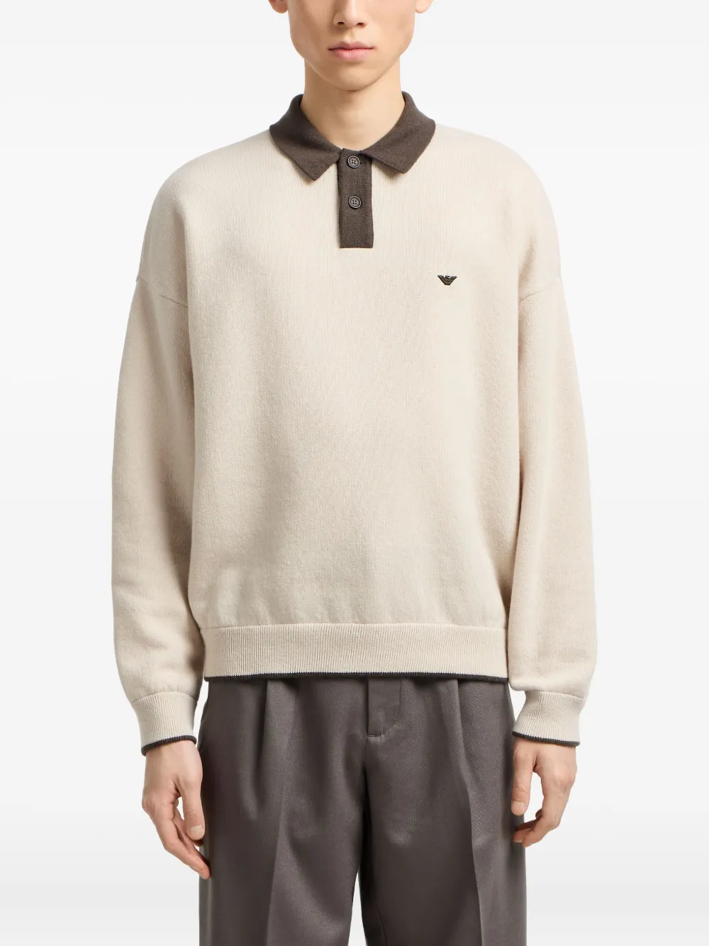 Emporio Armani logo-sleeved polo shirt | Neutrals | Image 1