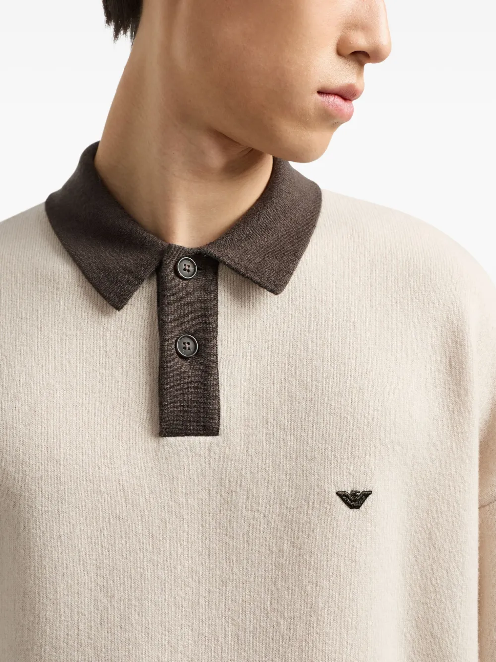 Emporio Armani Logo-sleeved Polo Shirt In Neutral