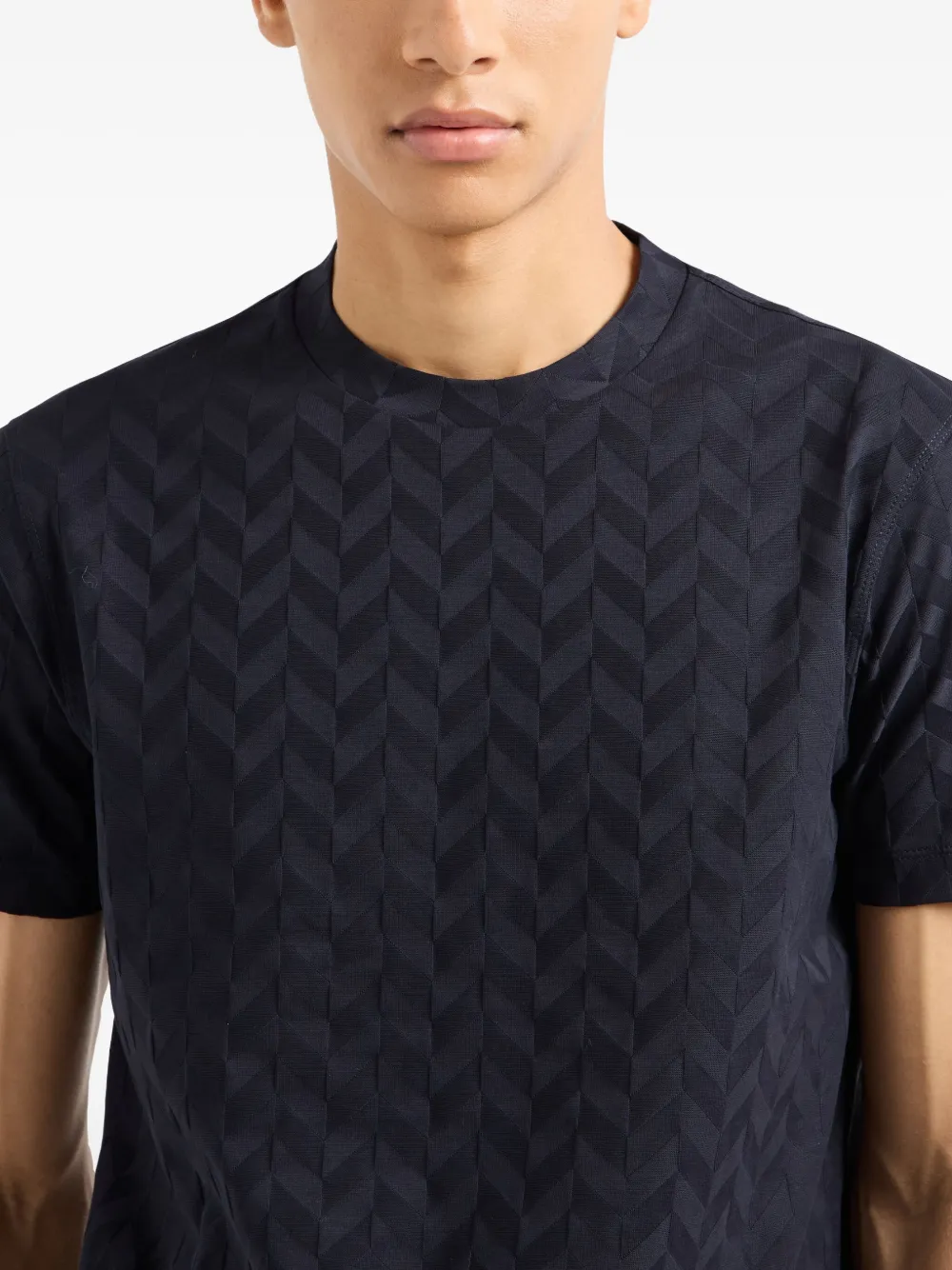 Emporio Armani T-shirt met visgraatpatroon Zwart